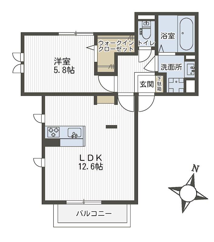 PREMIUM THIRD(1LDK/1階)の間取り写真
