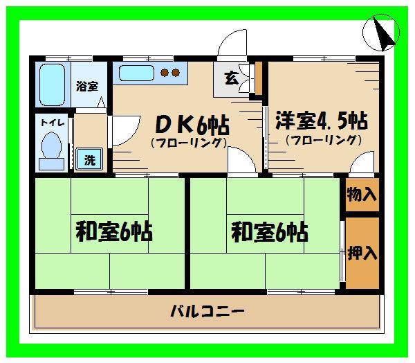 コーポベル(3DK/1階)の間取り写真