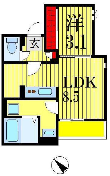 GRANDTIC CENTRAL CHIBA(1LDK/1階)の間取り写真