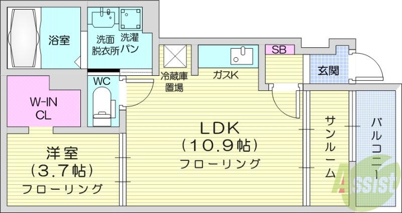クラール(1LDK/1階)の間取り写真