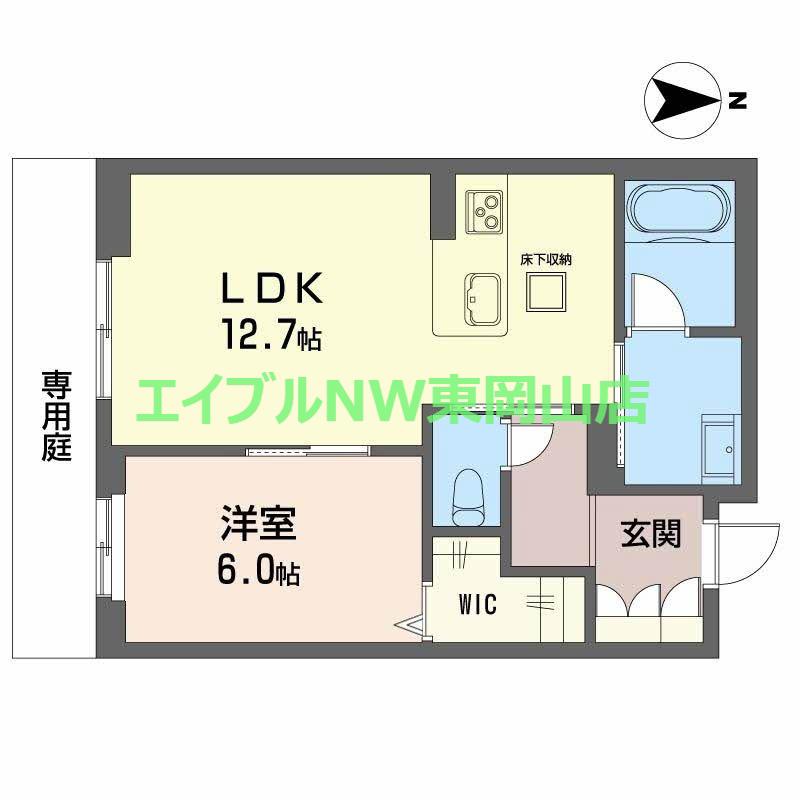 JR山陽本線 岡山駅 徒歩10分 2階建 新築(1LDK/1階)の間取り写真
