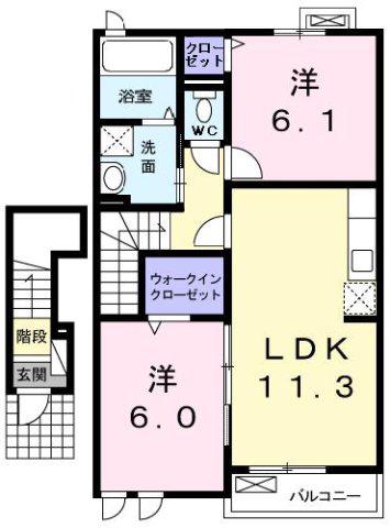 サンリット・ハーモニーC(2LDK/2階)の間取り写真