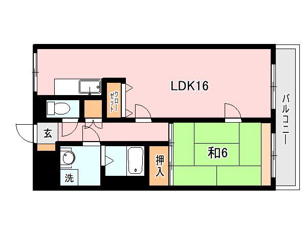 DELPHI鴨池I(1LDK/6階)の間取り写真
