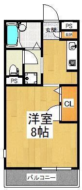 カーサ寺池(1K/2階)の間取り写真