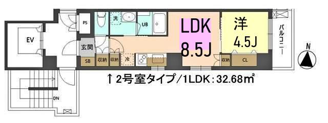 GRAND-MERE横浜大口(1LDK/2階)の間取り写真