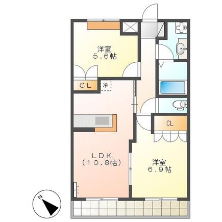 シンフォニー(2LDK/2階)の間取り写真