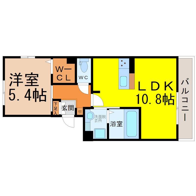 アバンサール (1LDK/1階)の間取り写真