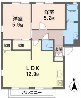 スカイヴィレッジ(2LDK/2階)の間取り写真