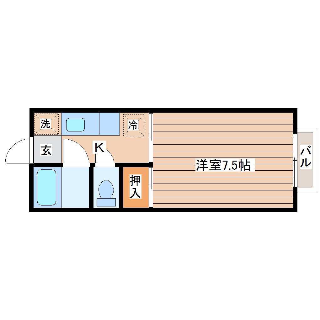 ハウスサンパーク(1K/2階)の間取り写真