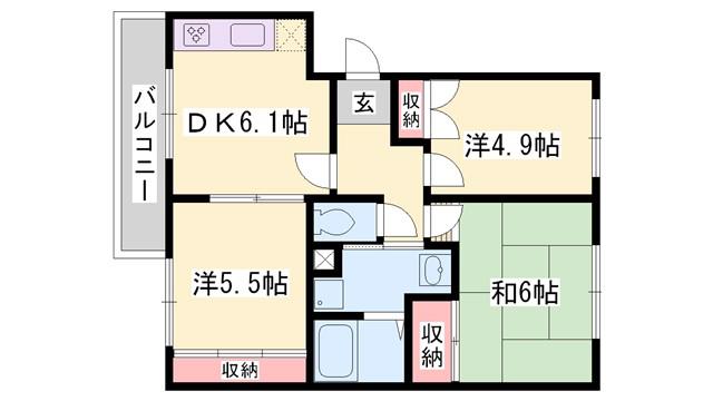 シャルマンドエル(3DK/2階)の間取り写真