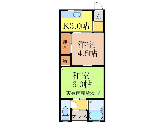 SEASIDEハイツ(2K/1階)の間取り写真
