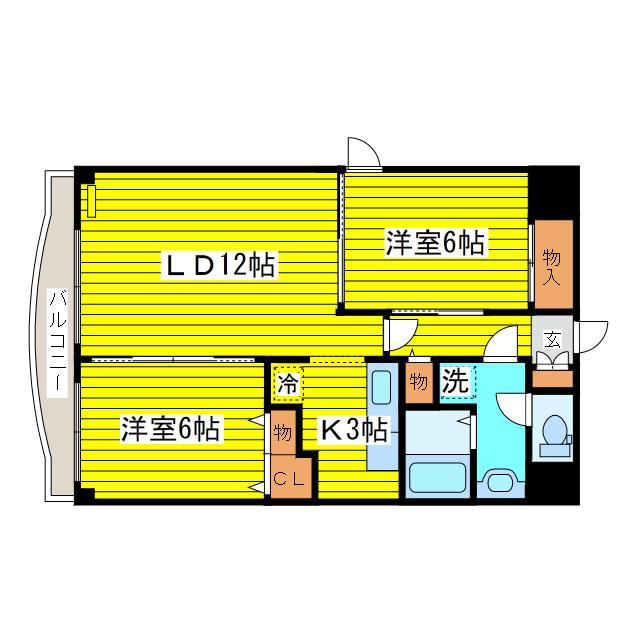 グリーンコート(2LDK/7階)の間取り写真