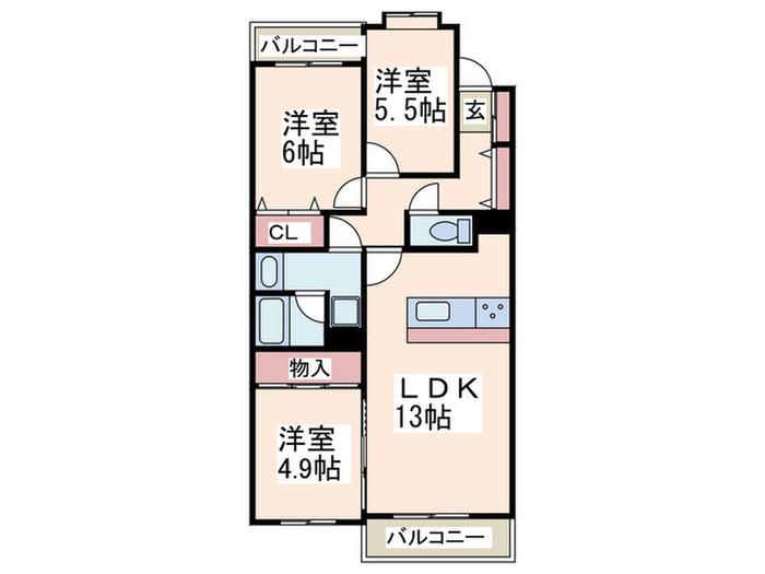 ヴィラコート青葉台(3LDK/3階)の間取り写真