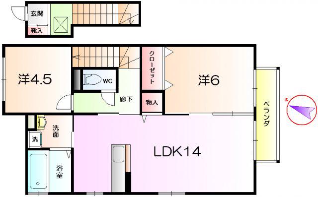 リブレA棟(2LDK/2階)の間取り写真