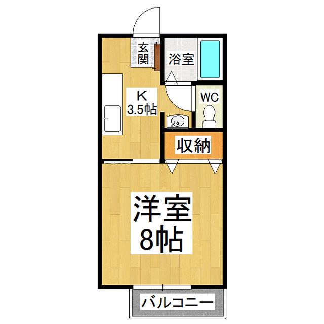 サンビレッジ宗賀B(1K/2階)の間取り写真