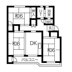 野立ハイツB棟(3DK/5階)の間取り写真