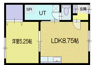 エレガントB(1LDK/1階)の間取り写真