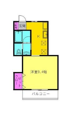 レモンハイム(1K/2階)の間取り写真