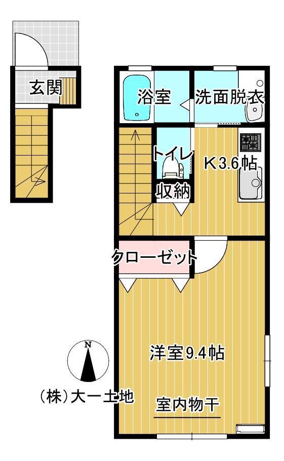 EL ALIVIO B棟(1K/2階)の間取り写真
