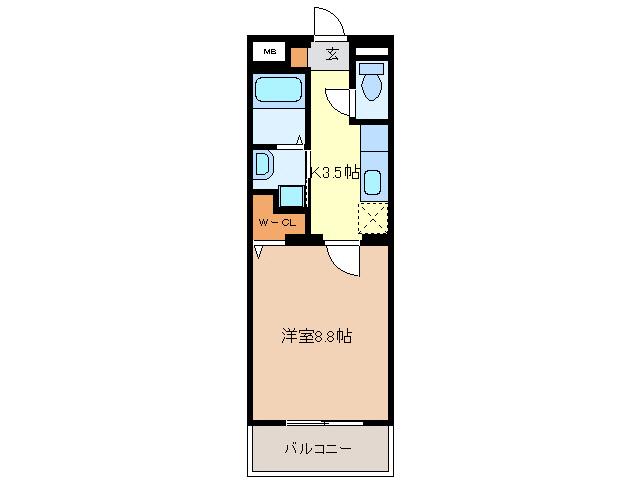 SHG島崎(1K/3階)の間取り写真