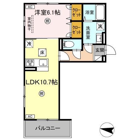 サニーサイド幸町II(1LDK/1階)の間取り写真