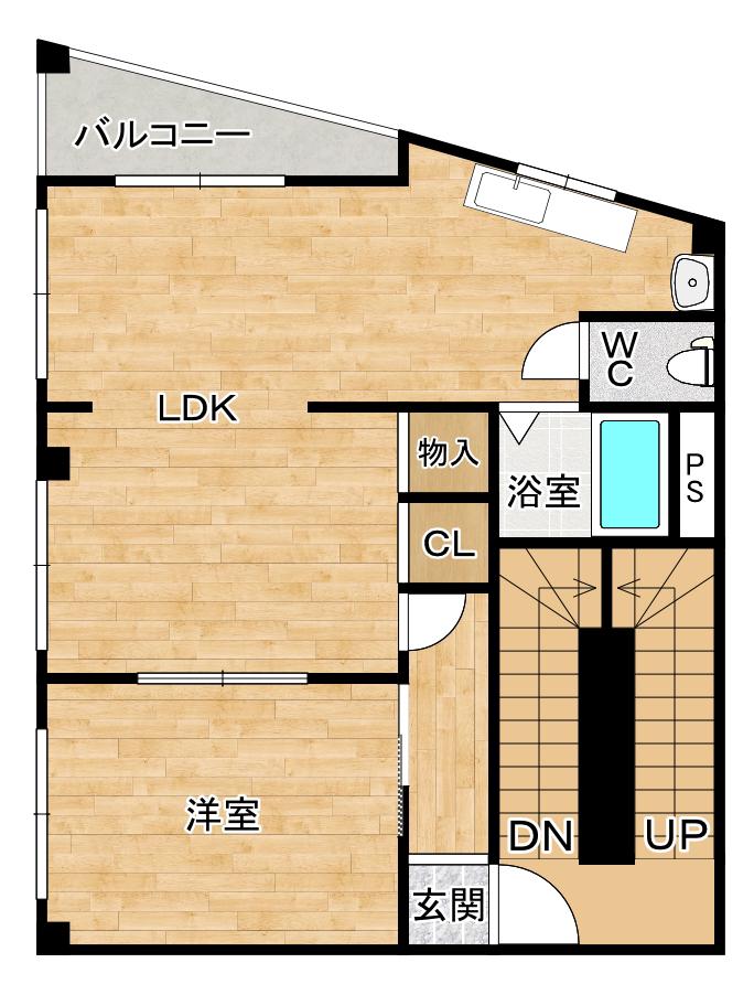 西田ビル(1LDK/3階)の間取り写真