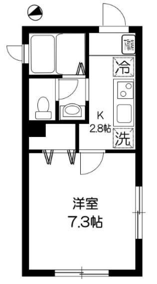 エミネンス千早(1K/1階)の間取り写真