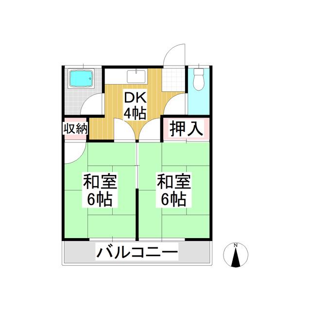 垂沢アパート(2K/1階)の間取り写真