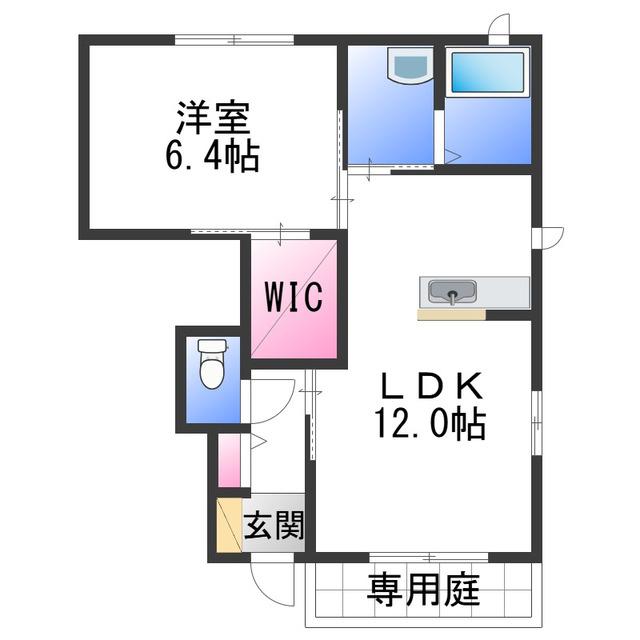 シャーメゾン岸宮(1LDK/1階)の間取り写真