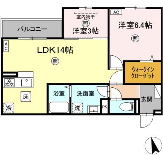 PREMILIFE大州浜(2LDK/1階)の間取り写真