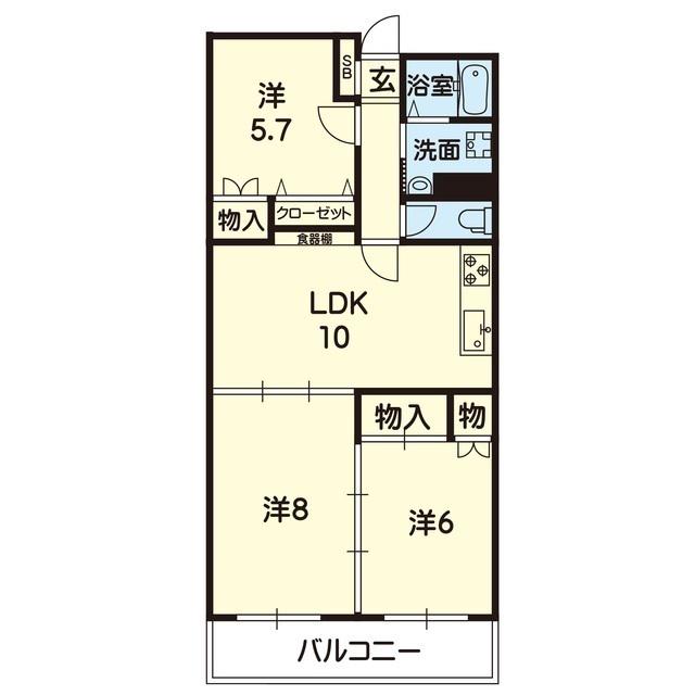 スカイハイツ楠(3LDK/1階)の間取り写真