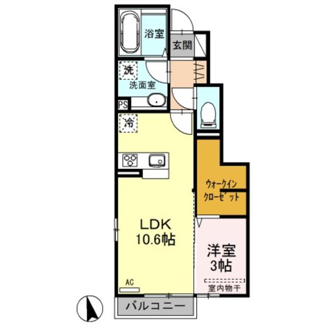 ヴァンベール(1LDK/1階)の間取り写真