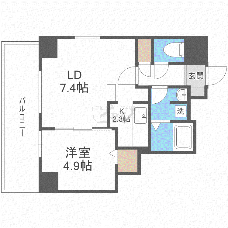 レジディア北2条イーストII(1LDK/6階)の間取り写真