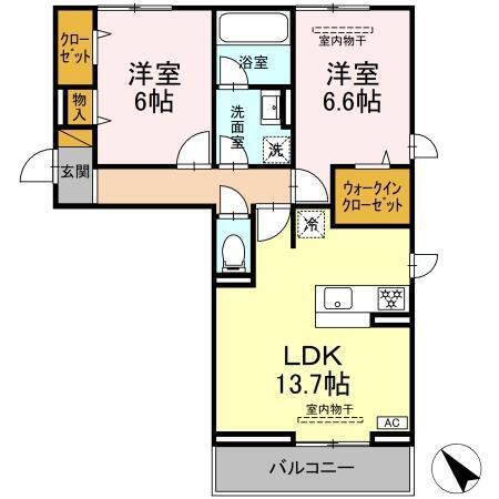 ESPOIR 4(2LDK/2階)の間取り写真