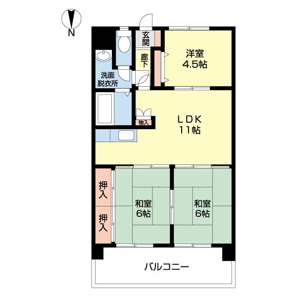 グリーンヒル(3LDK/3階)の間取り写真