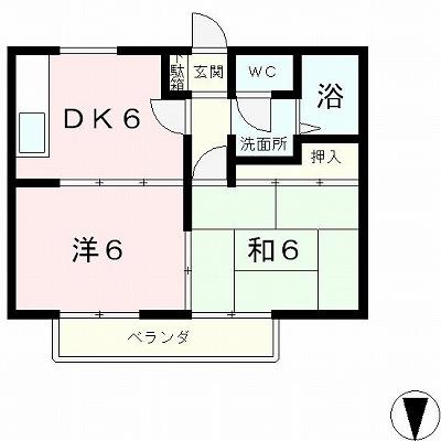 ハイツ湖風(2DK/1階)の間取り写真