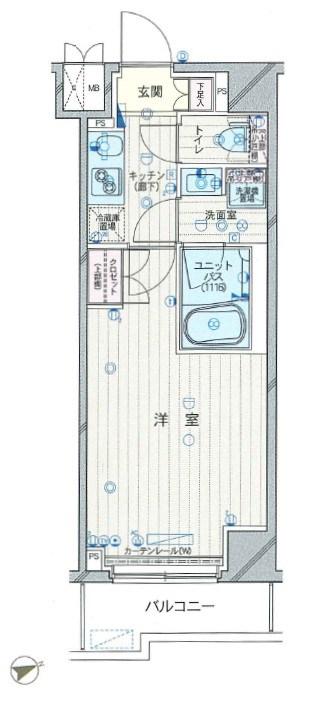 ルーブル川崎矢向(1K/8階)の間取り写真