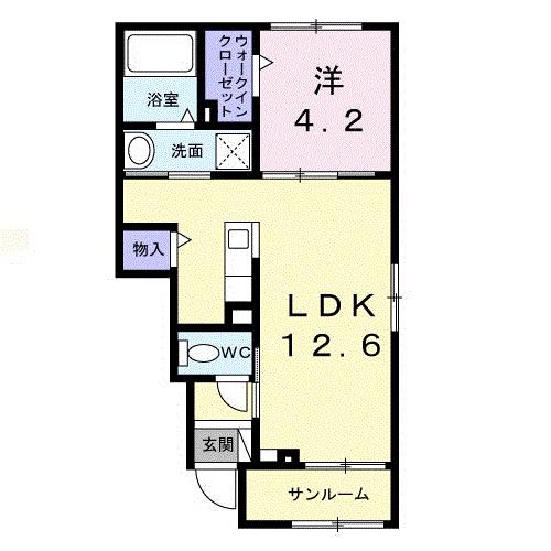 リベーラ西津田(1LDK/1階)の間取り写真