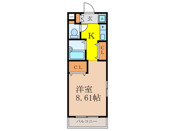 グランベル昭和(1K/2階)の間取り写真