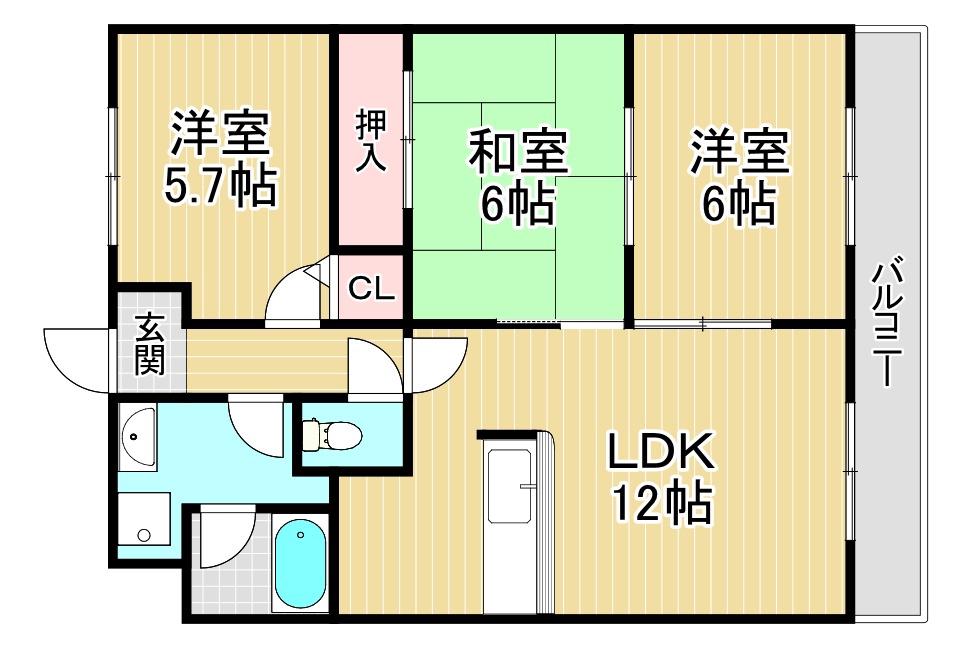 エントピア福泉(3LDK/2階)の間取り写真