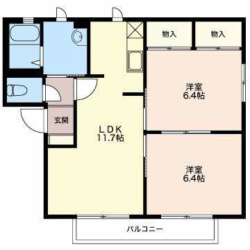シプレーヌ大村 B(2LDK/2階)の間取り写真