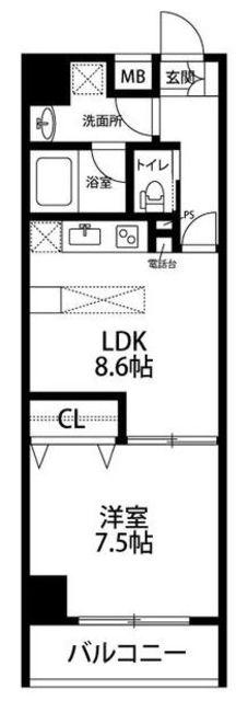 サニープレイス(1LDK/4階)の間取り写真