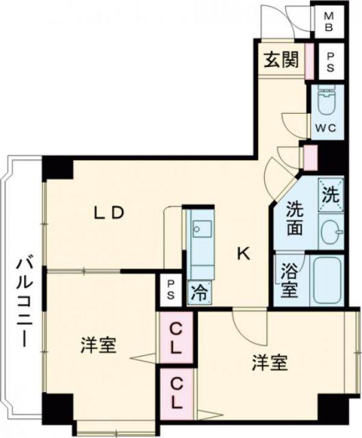 リバーヴュー長岡(2LDK/6階)の間取り写真