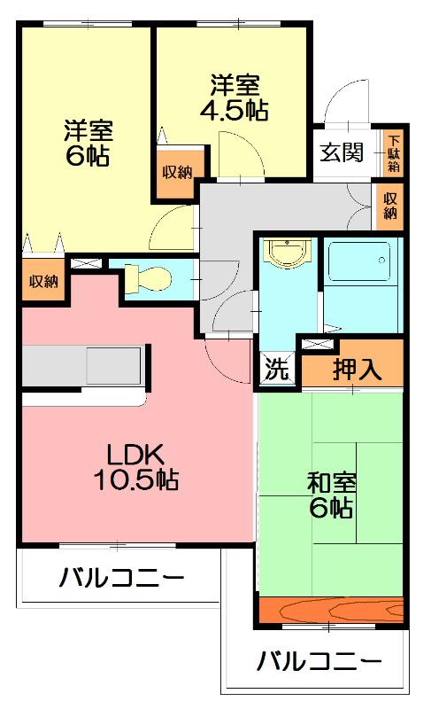 ヴェール戸塚(3LDK/2階)の間取り写真