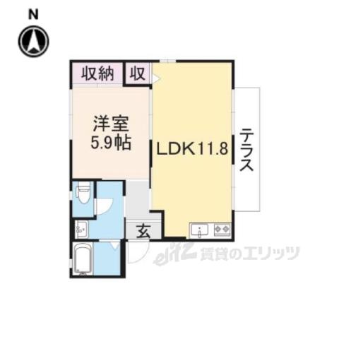 マンションブルーバード(1LDK/1階)の間取り写真
