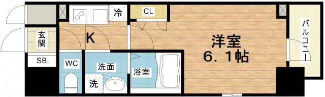 エスリードレジデンス大阪本町(1K/4階)の間取り写真