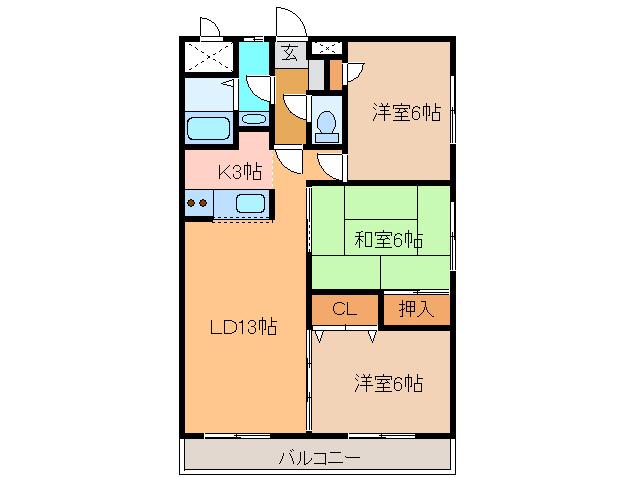 パシフィッククリオコート(3LDK/4階)の間取り写真