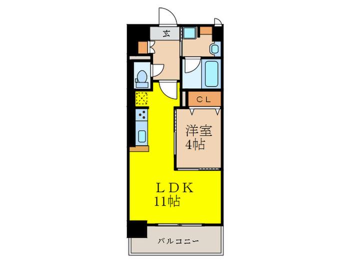 江坂 和(1LDK/3階)の間取り写真