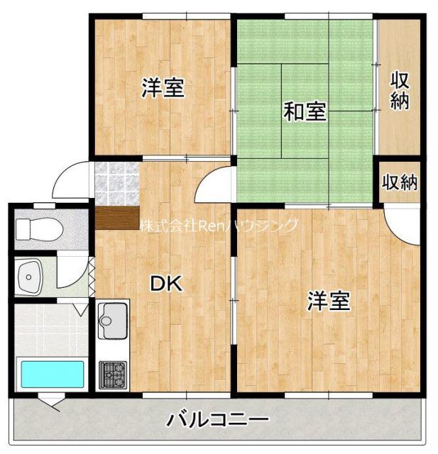 コーポ落合 C棟(3DK/2階)の間取り写真