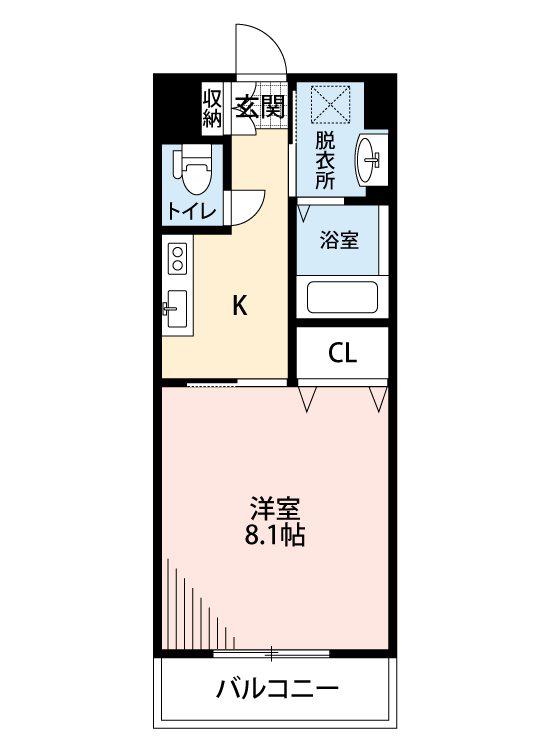 JEUNESSE新大江(1K/8階)の間取り写真